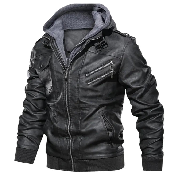 Lederjacke Mit Kapuze FÃ¼r Herren