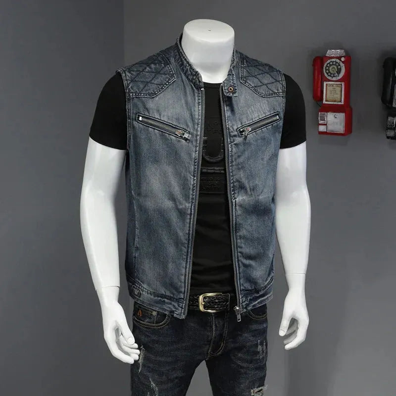 Retro Herren Distressed Jeansjacke