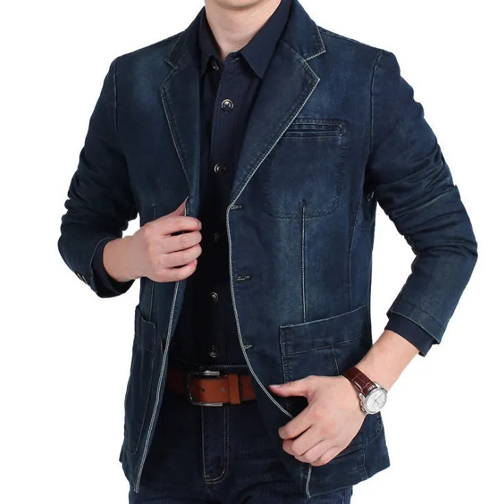Herren Denim Baumwolle Blazerjacke