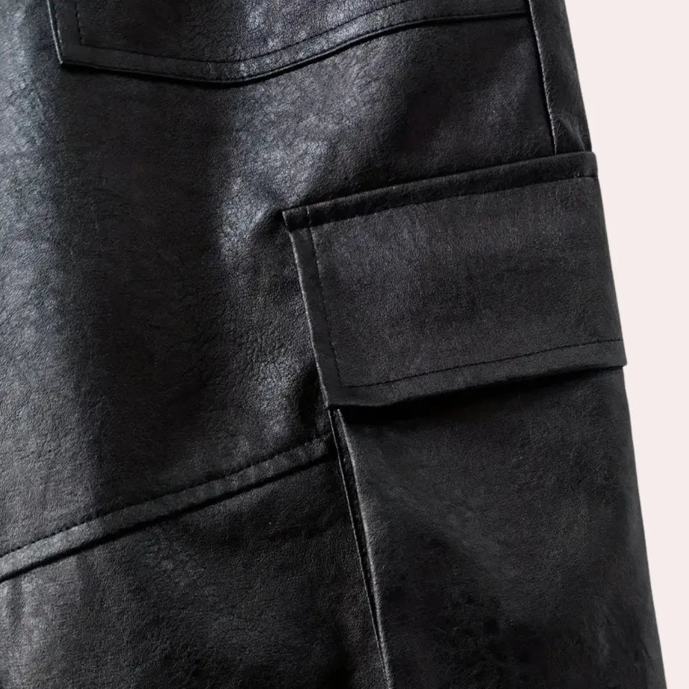 Herren Leder Cargo Hose
