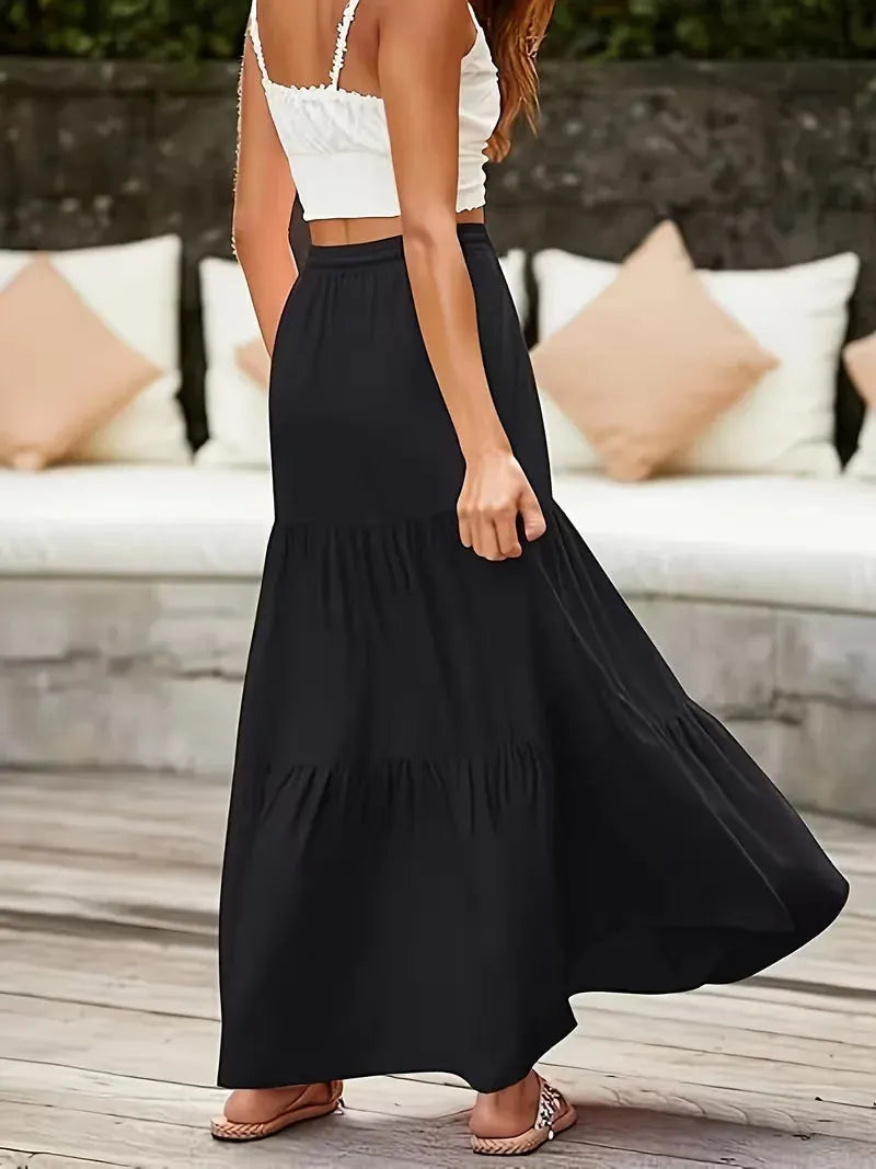 Maxi Skirt for Women with Drawstring and Summer Style