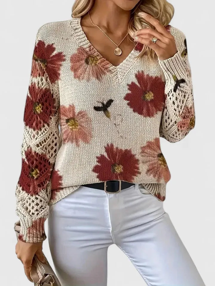 Brita | Elegant trøje med blomsterprint