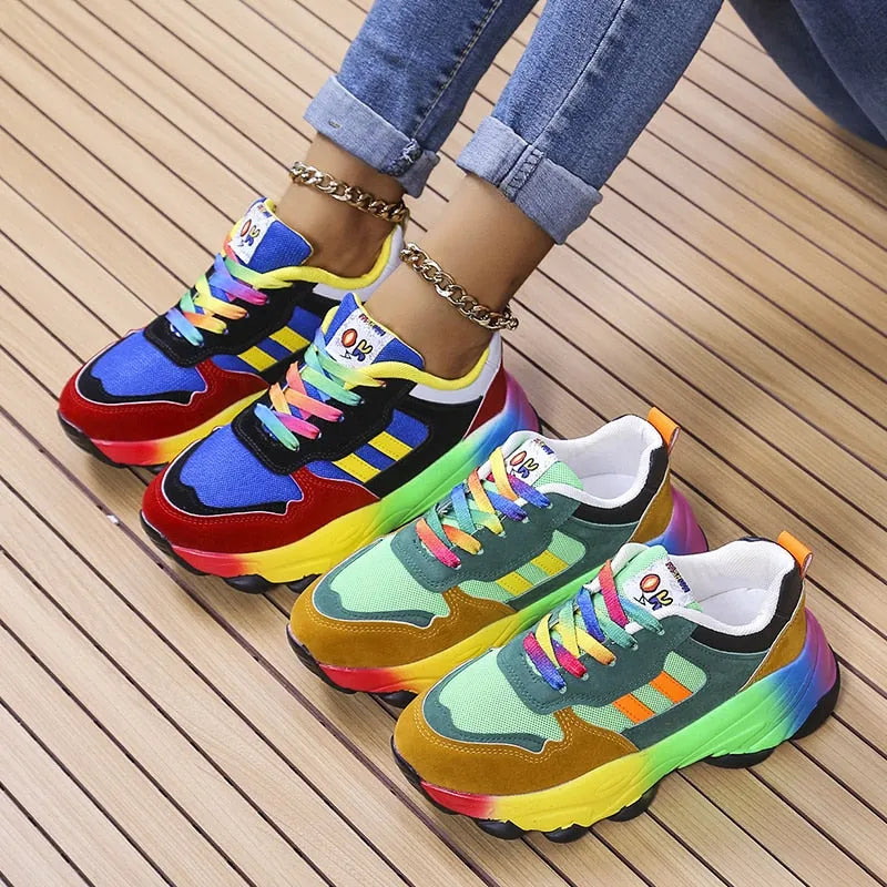 - SwiftStep Bequeme Regenbogen Turnschuhe
