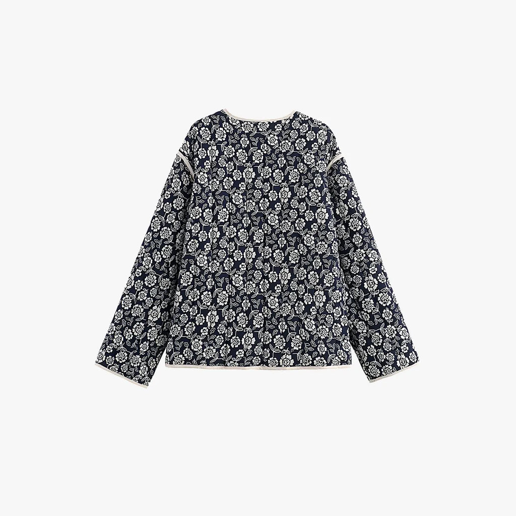 Florale Jacke mit Paspelierung