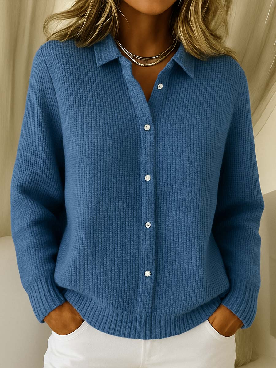 Stine | Klassisk Strikket Knap Cardigan