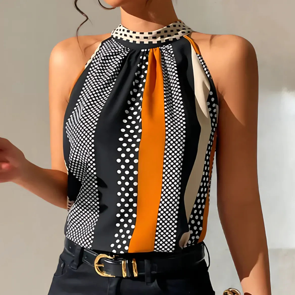 Geometrisches Haltertop mit Muster