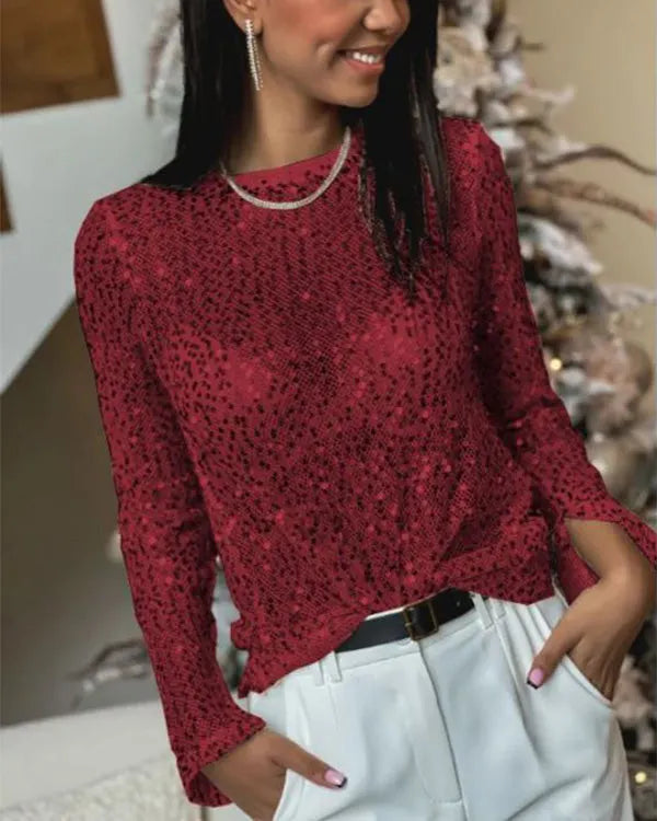 Megan | Sequin Top with Long Sleeves