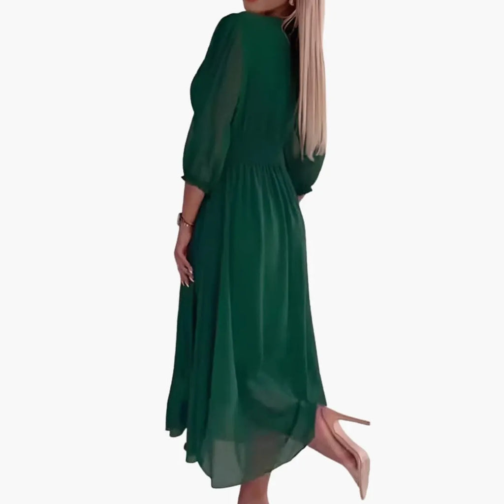 Womenâs Wrap Dress with V Neck and Adjustable Tie
