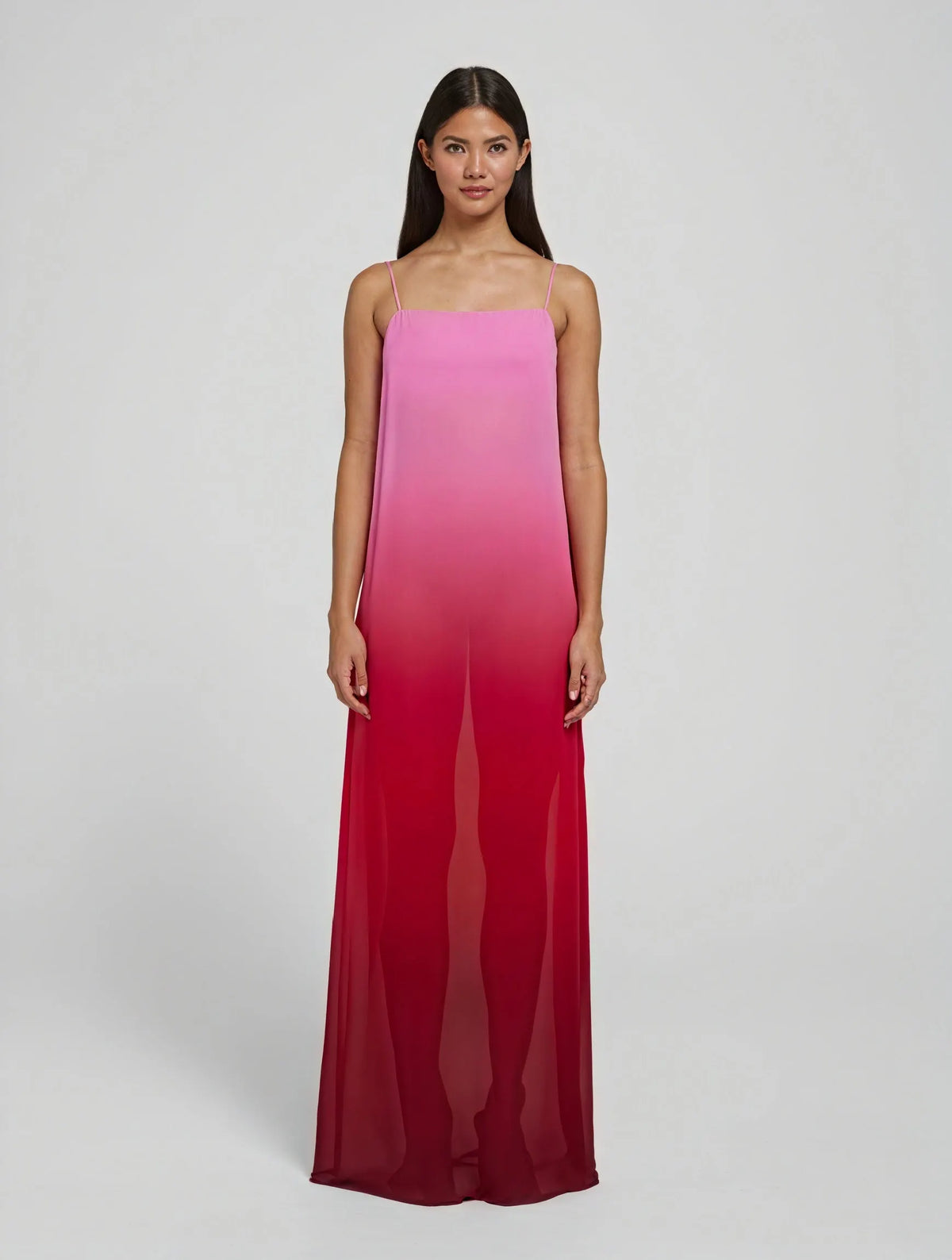 Ombre Maxi-Kleid – Ärmellos mit Spaghettiträgern