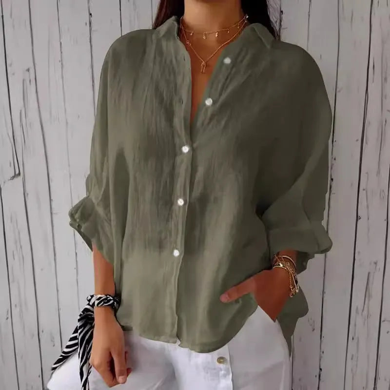 Damen Leichte Leinenbluse
