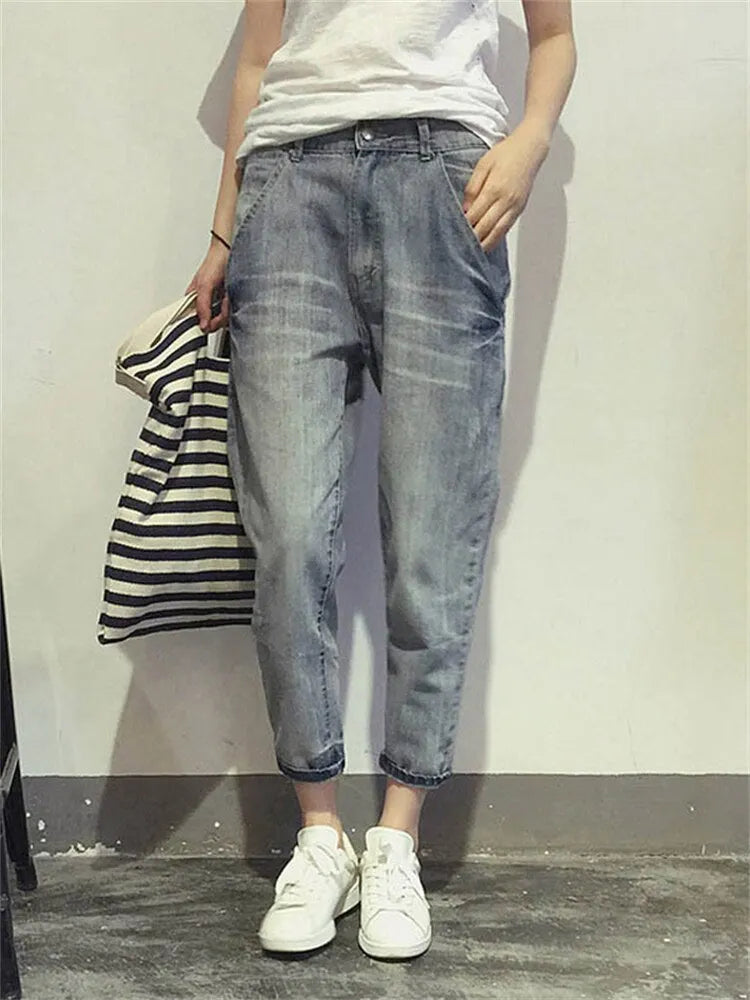 FENNA | Dames Jeans Met Relaxed Fit â€“ Mid Waist, Cropped Lengte & Opgerolde Zoom