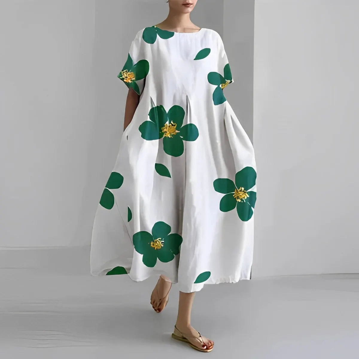 Sofie – Boho-blomstret kjole – Løstsiddende kjole