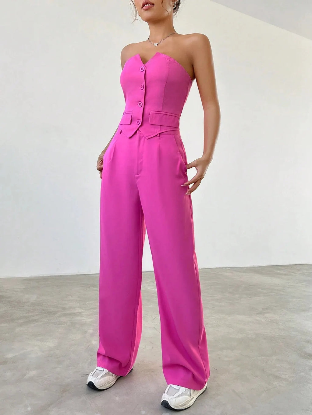 Conjunto Feminino CalÃ§a e Cropped Rosa JÃºlia