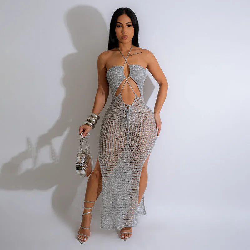 Robe longue tricotÃ©e sans manches tendance