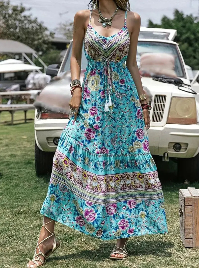 Boho Maxi Kleid mit Blumenmuster