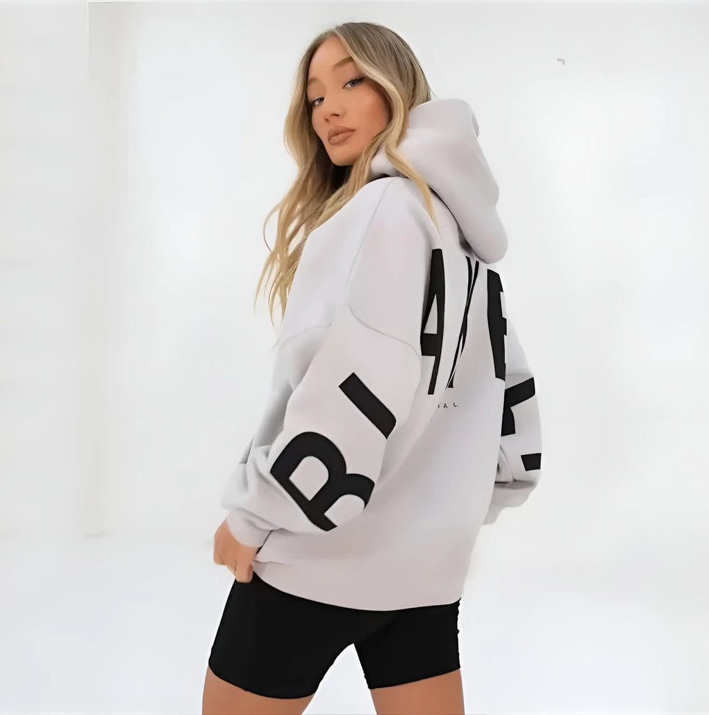 Oversized Warme Dames Hoodie Met Tekst – Stijlvol & Gezellig Voor Koude Dagen