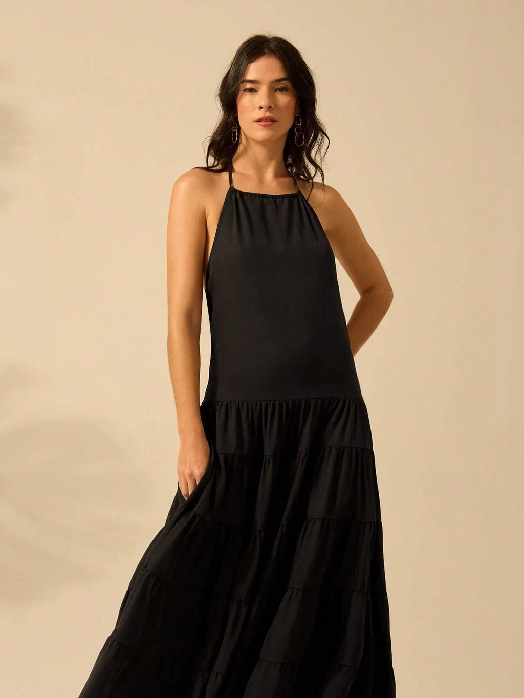 Vestido Feminino Longo PanamÃ¡ Preto