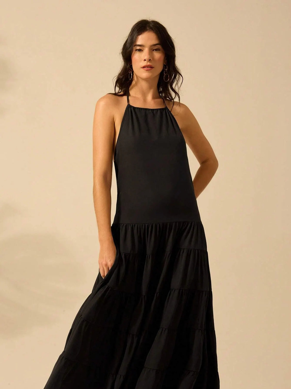 Vestido Feminino Longo PanamÃ¡ Preto