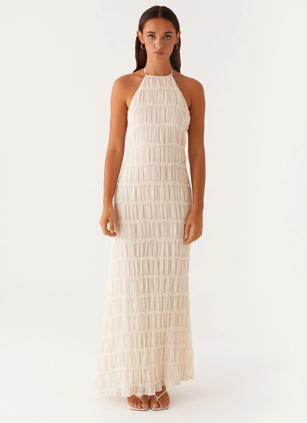 Texturiertes Halter Maxi-Kleid