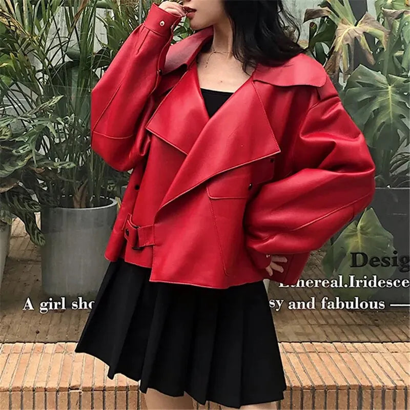 Retro Stilvolle Lederjacke