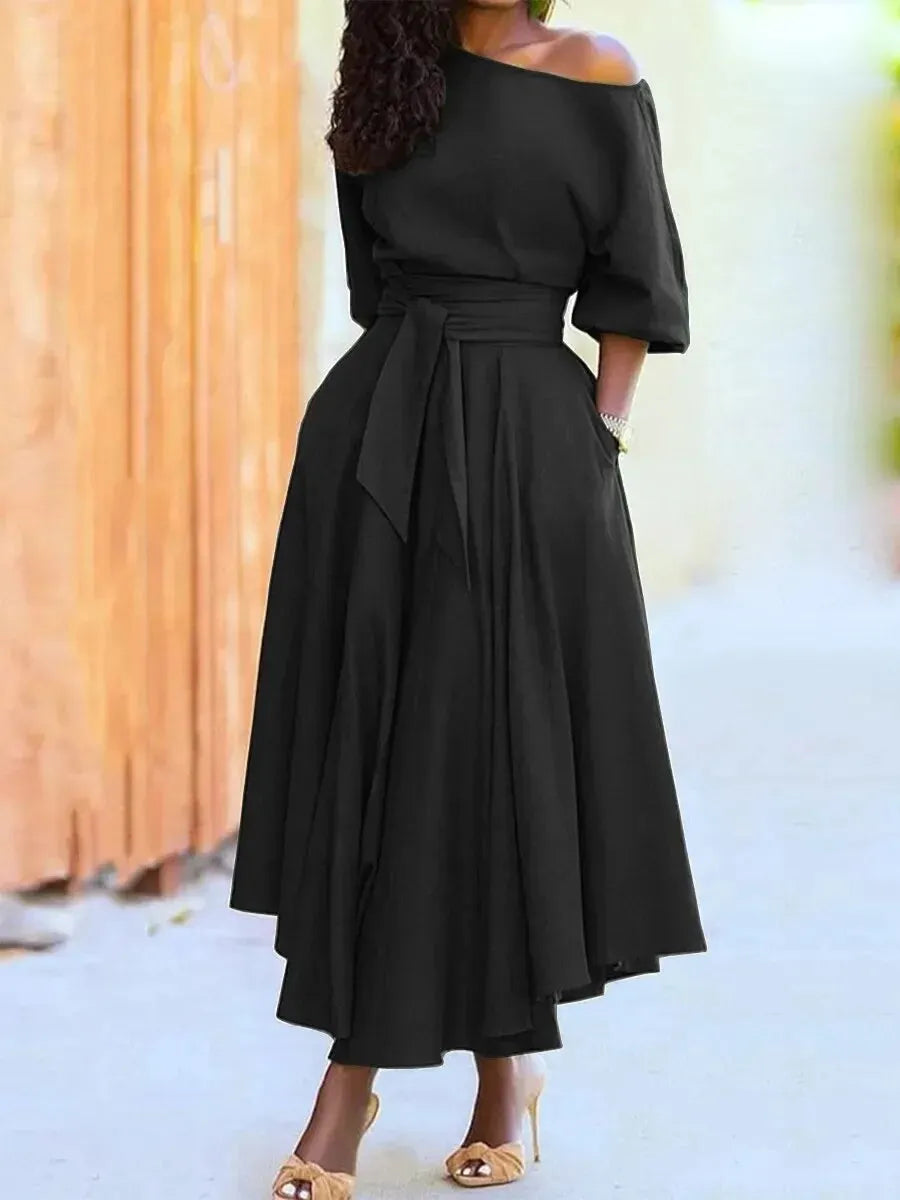 - Kleid mit Schnürung und Laternenärmeln