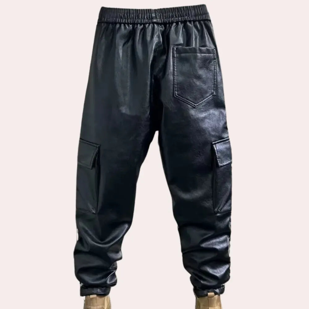 Herren Leder Cargo Hose