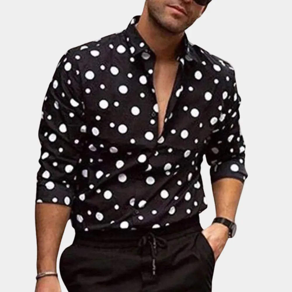 Herren Hemd Trendige Gepunktete Schicke Shirt FÃ¼r MÃ¤nner