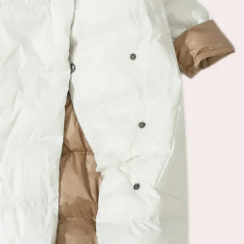 Zweifarbiger Oversized-Puffer-Mantel – Wadenlang