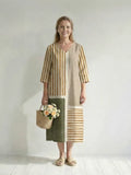 Soren | Light Mixed Stripe Midi Dress
