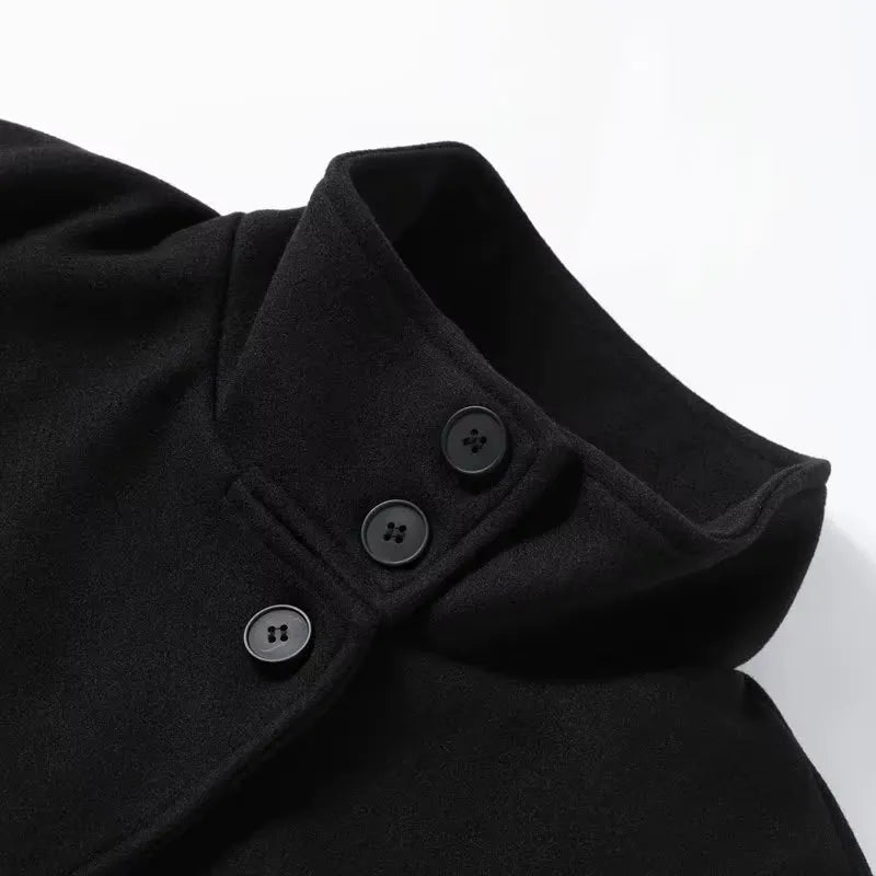 Luxe Wollen Korte Damesjas Zwart Met Knopen – Elegant, Warm & Perfect Voor Herfst & Winter (kopie)
