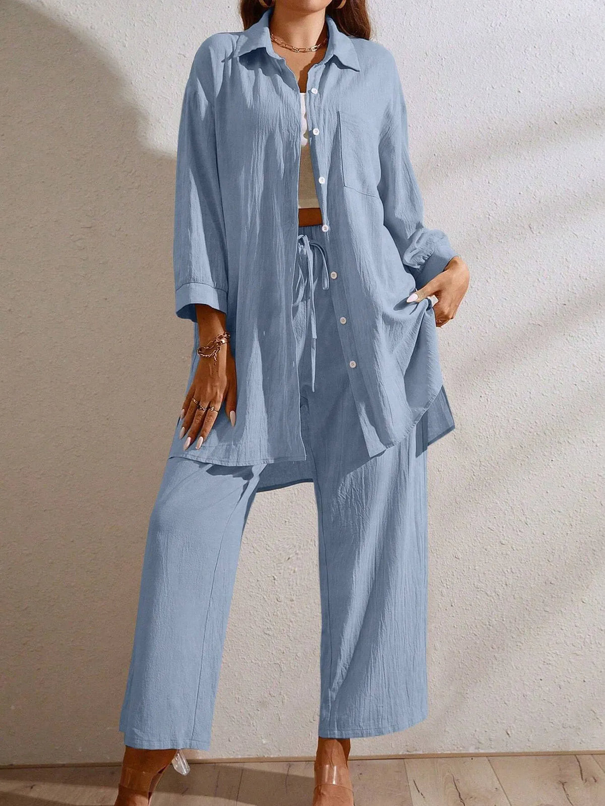 Conjunto Feminino Klycia CalÃ§a Pantacourt Azul