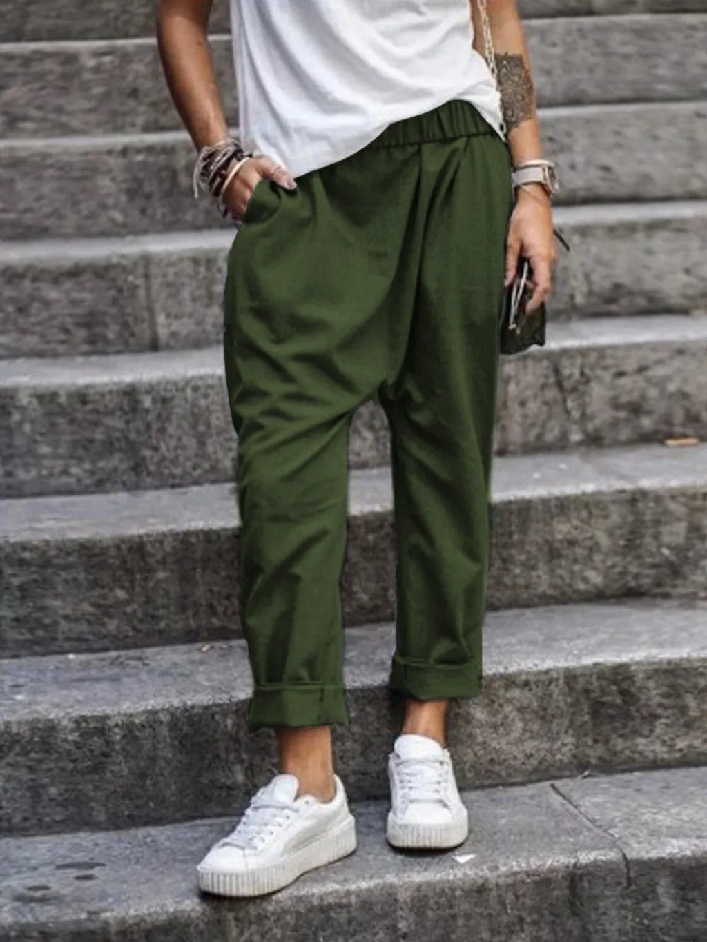LÃ¤ssige Leinenhose Look