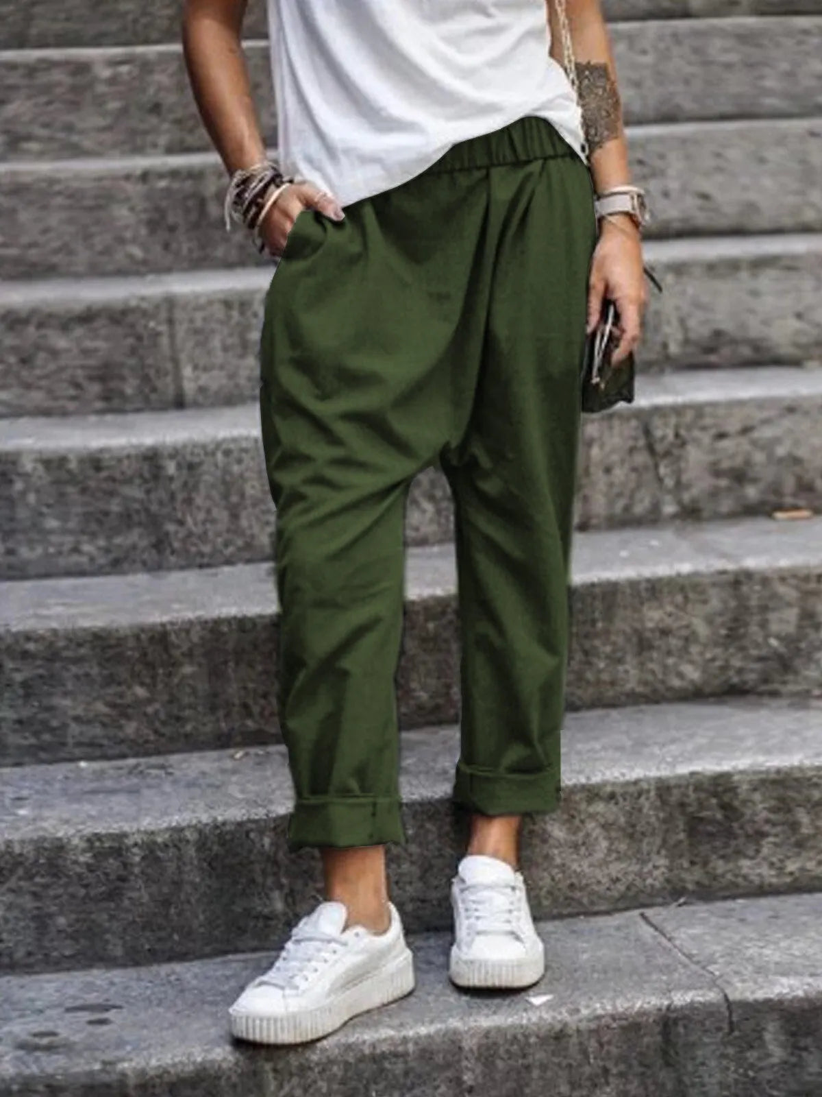 LÃ¤ssige Leinenhose Look