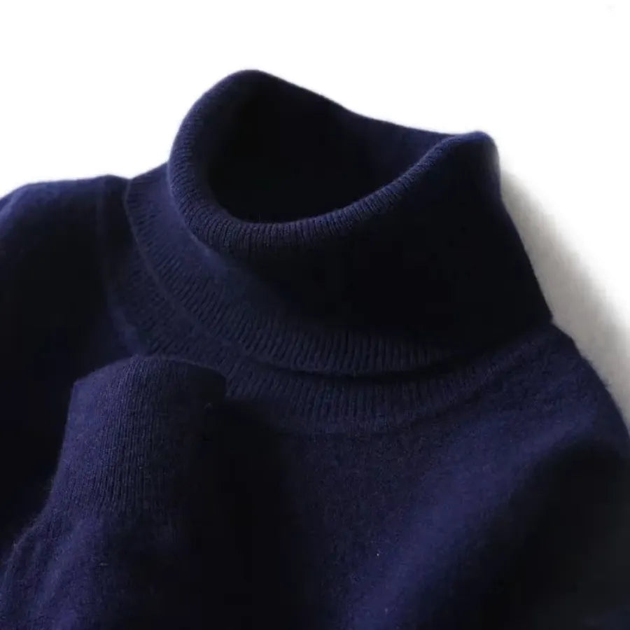 Herren Wollpullover Mit Rollkragen Und Schlankem Design