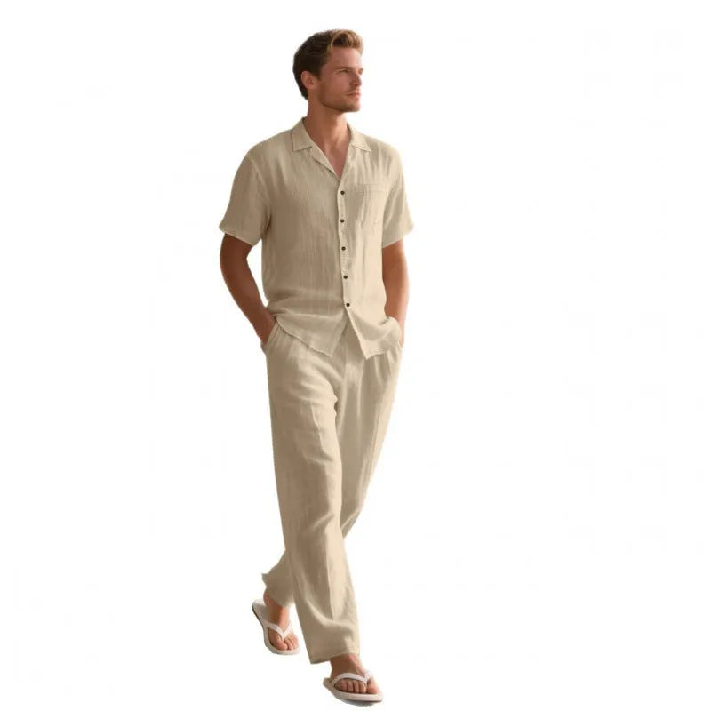 Herren locker sitzendes Leinenhemd und Hose Set