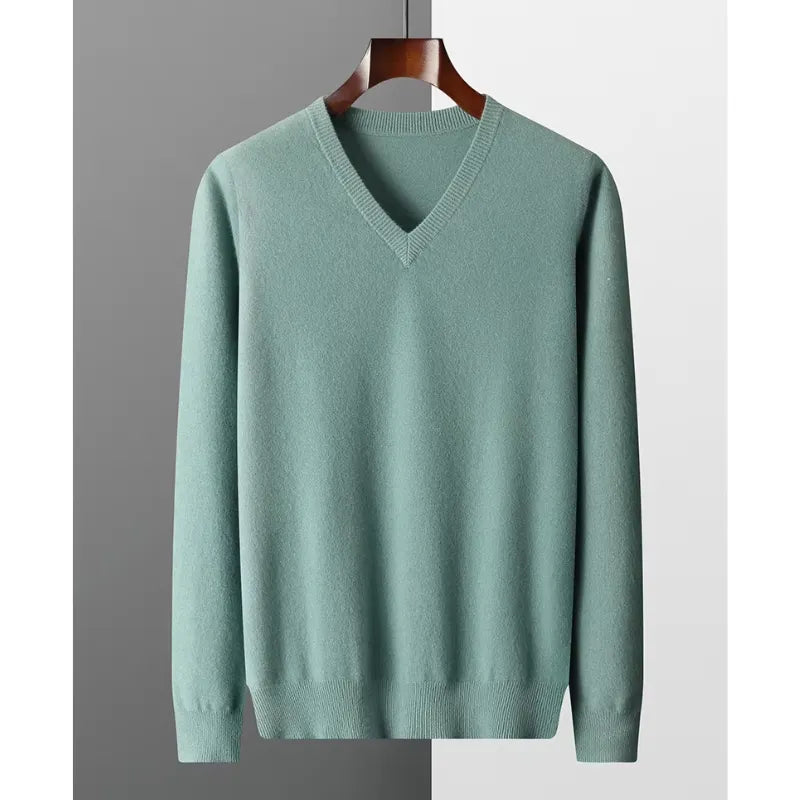 Herren Pullover V-Ausschnitt langarm Strick