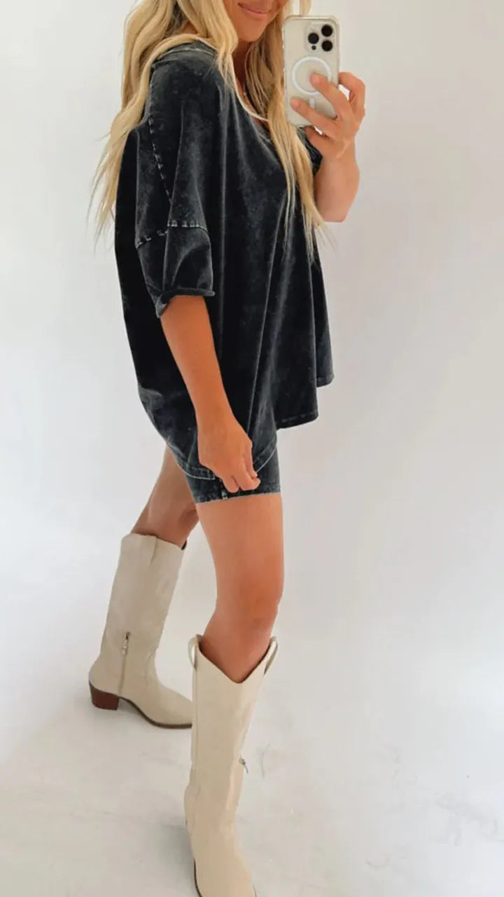 TOVA | Tweedelige Dames Comfort Set - Oversized Shirt Met Sportief Broekje