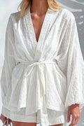 Texturierter Kimono mit GÃ¼rtel