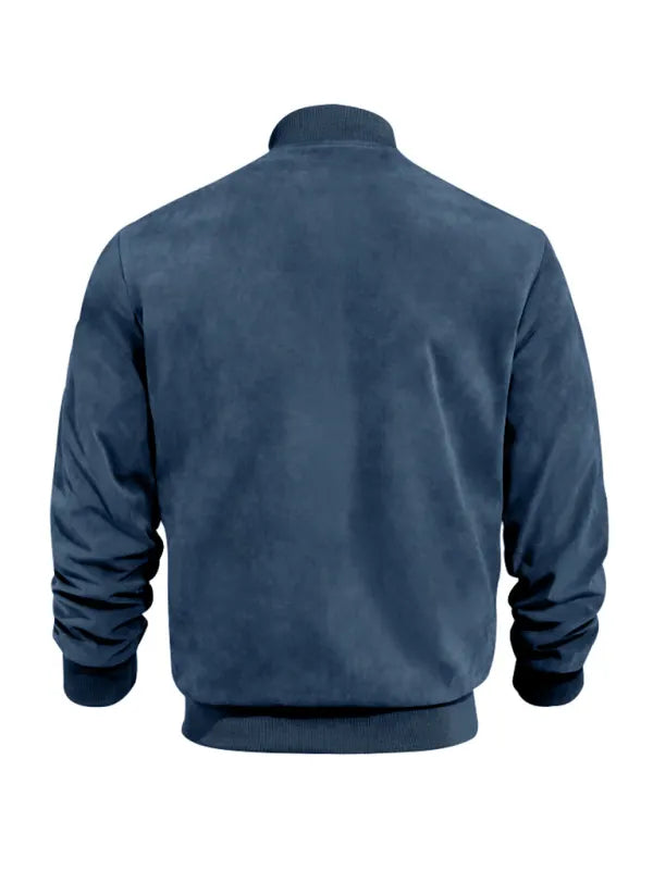 Wildleder Retro ReiÃŸverschluss Herrenjacke Bomberjacke