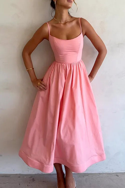 Spaghetti Strap High Rise Swing Cami Dress