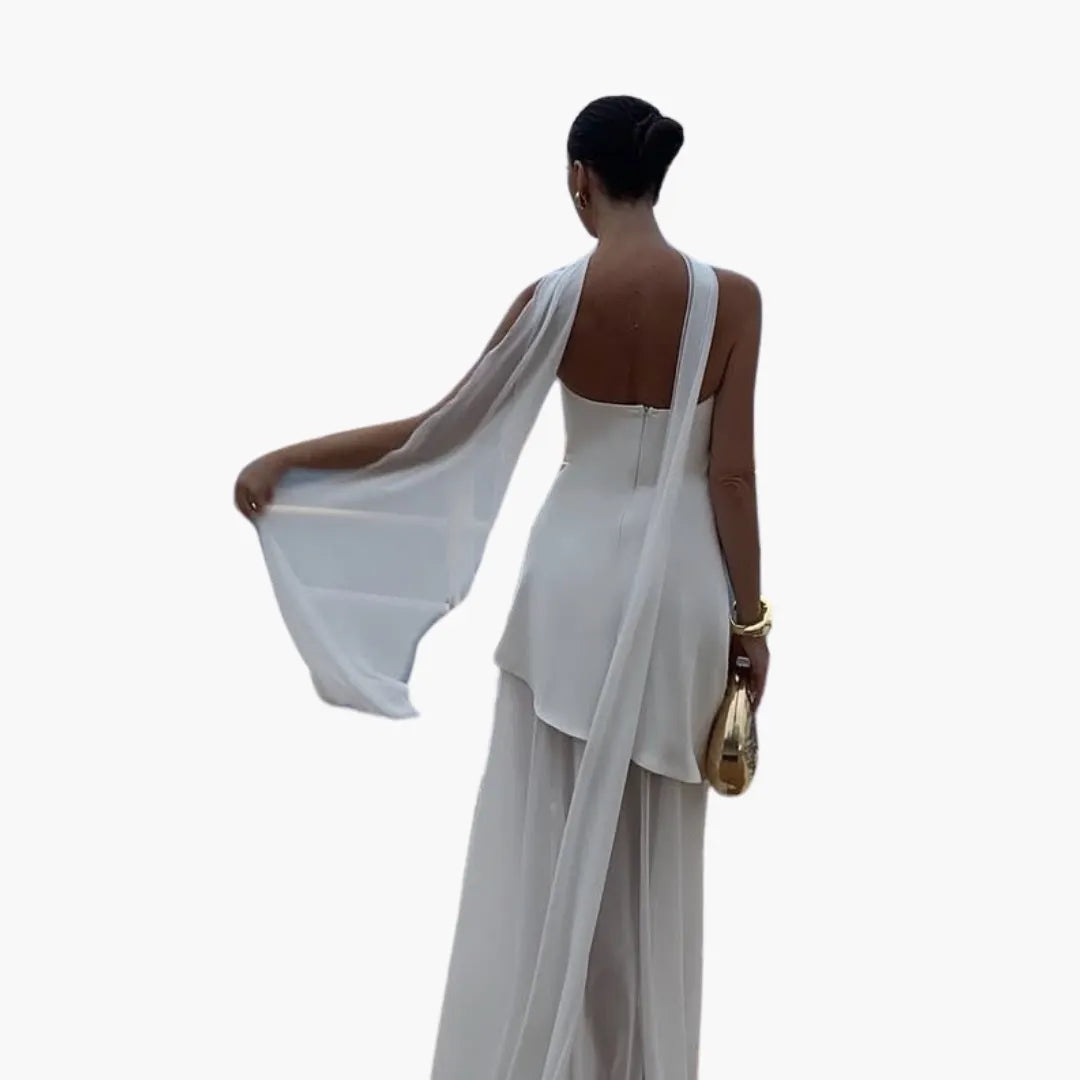 Womenâ€™s Evening Dress with Sheer Skirt and Overlay