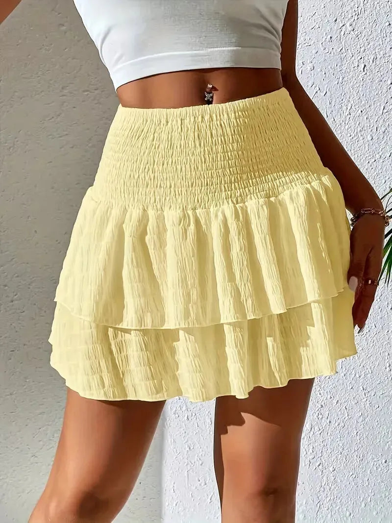 Playful Pleated Skirt for Women with Layered Ruffles