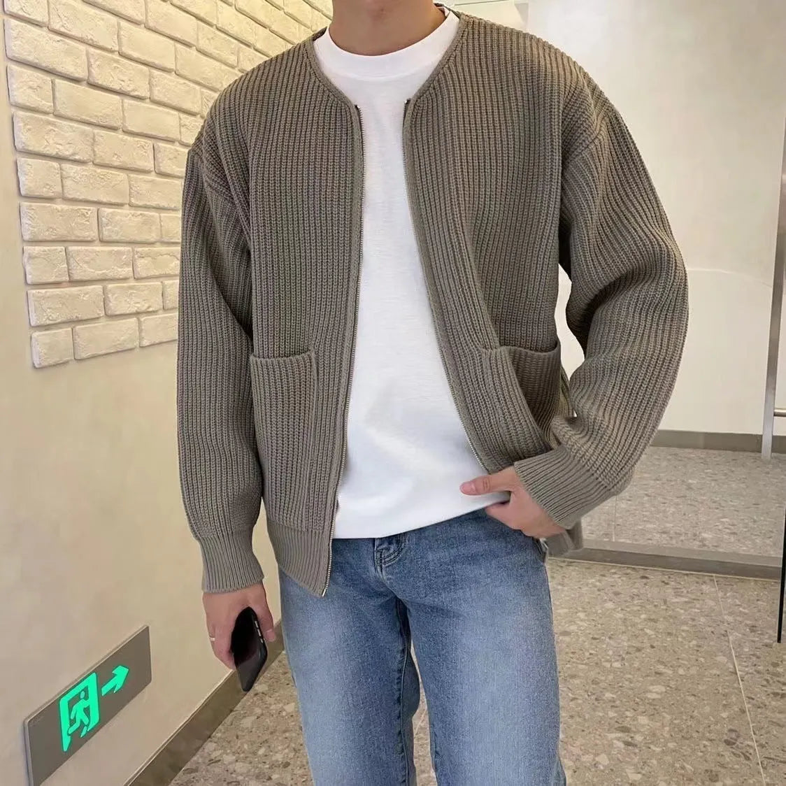 Stehkragen Strickjacke fÃ¼r Herren Warmer und stilvoller Pullover