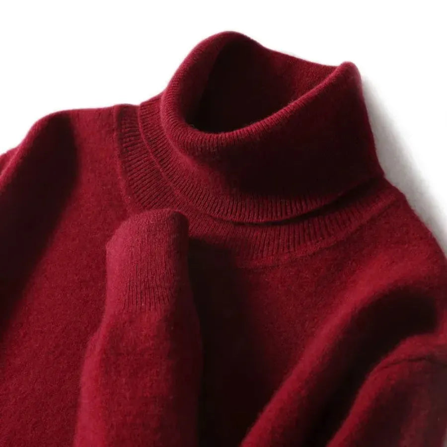 Herren Wollpullover Mit Rollkragen Und Schlankem Design
