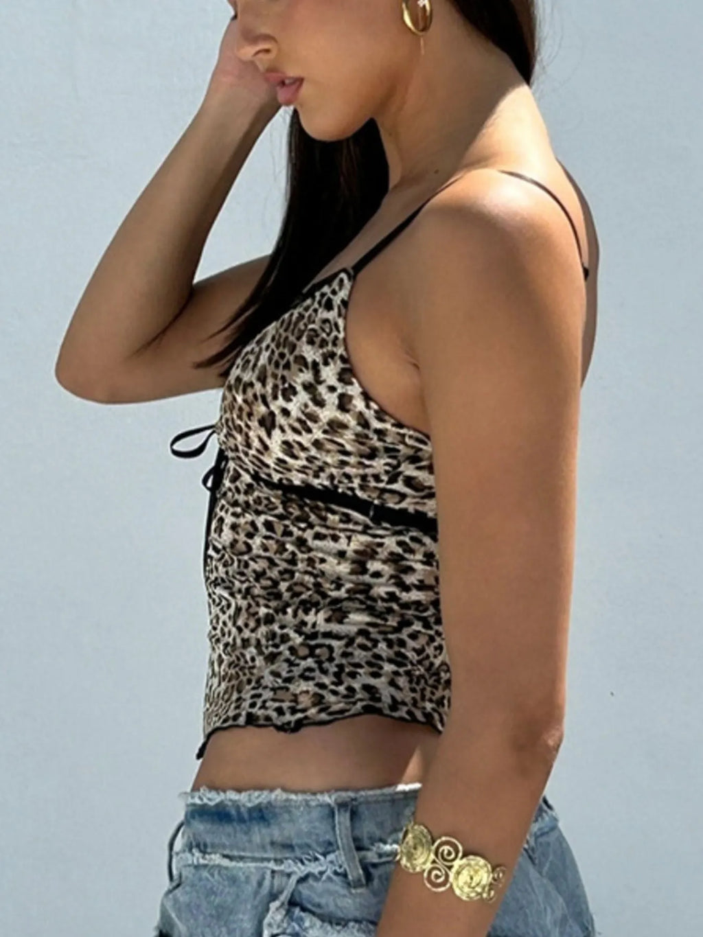 Leopard Print Lace Trim Cami