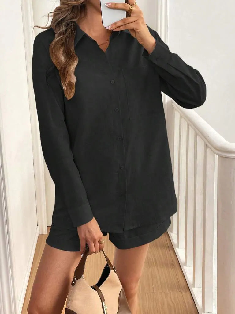 Conjunto Feminino Short e Blusa 100% AlgodÃ£o Jasmine Preto