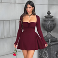 Minikleid Langarm – Carrée-Ausschnitt & A-Linie