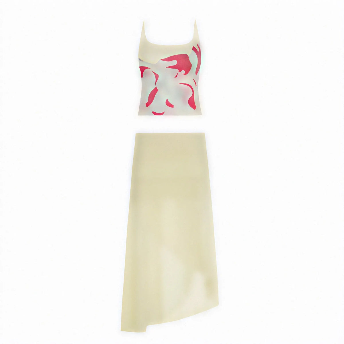 Blumenprint-Kleid mit Spaghettiträgern und gerafftem Rock