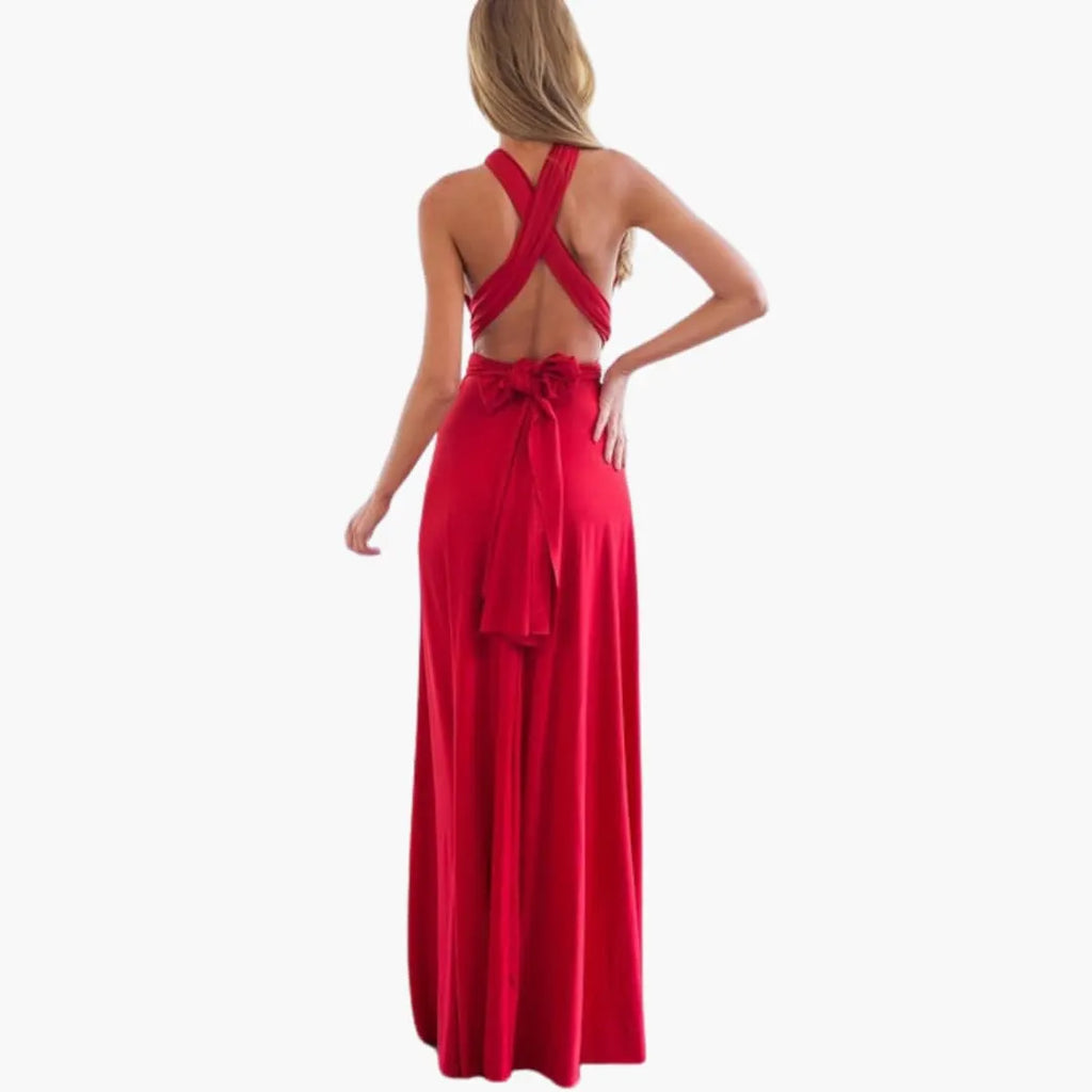 Womenâ€™s Convertible Maxi Dress with Backless Design and Adjustable Waist