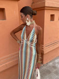 Elegant Bohemian Style Women's Long Backless Dress